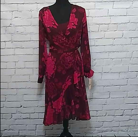 LS Mulberry Chiffon Overlay WrapDress Gypsy Rose - Picture 8 of 14
